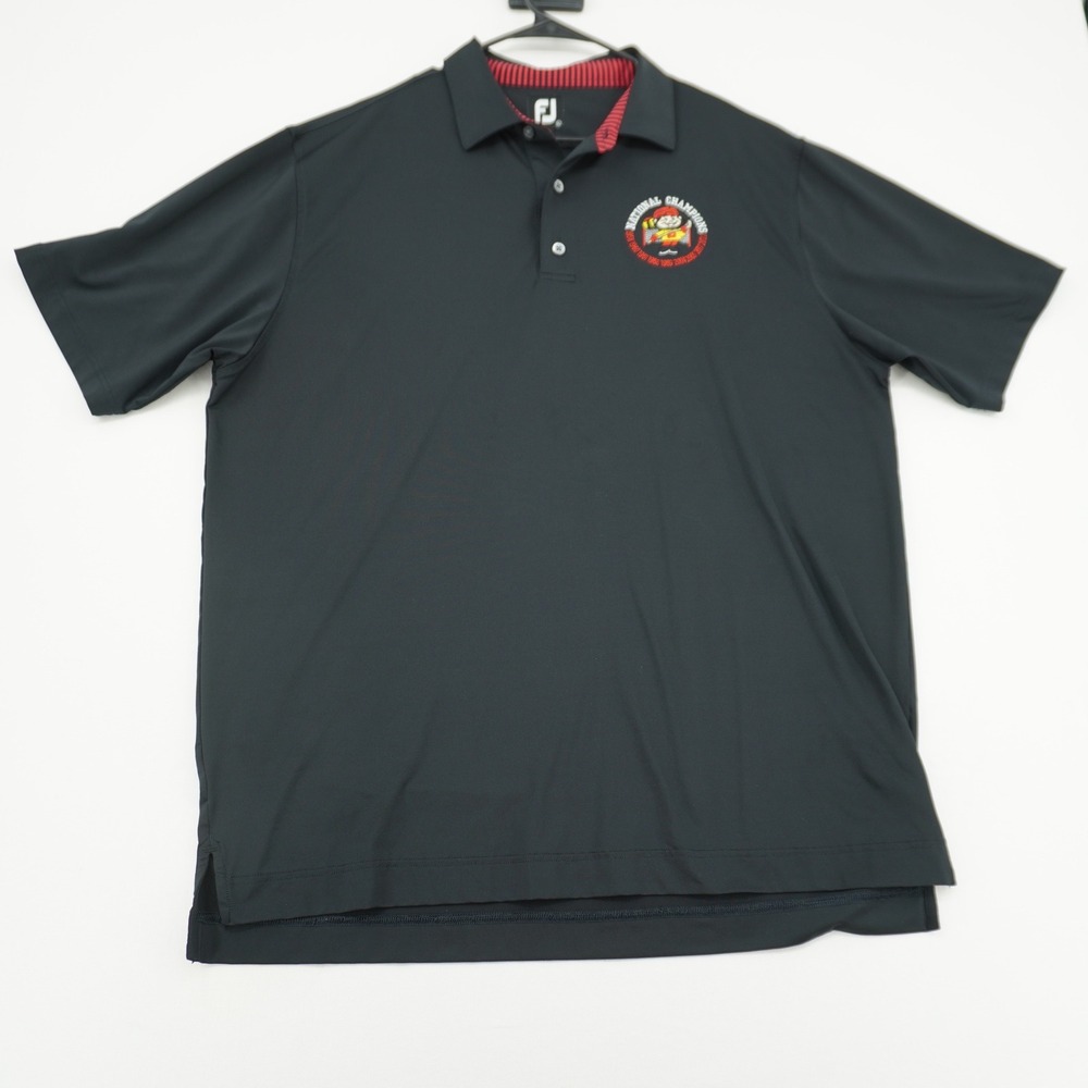 FootJoy Mens XL Black National Champions Golf‎ Polo Shirt Short Sleeve